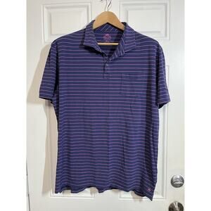 Peter Millar XL Striped Polo Shirt “Seaside Wash” Navy Pink Contemporary Fit